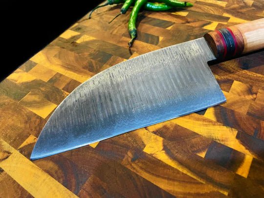 Unique Personalized 4 - Piece Damascus & Wood Grip Knife Set with Leather Carry Bag Customized Damascus Knife Gifts for Men by Groovy Guy