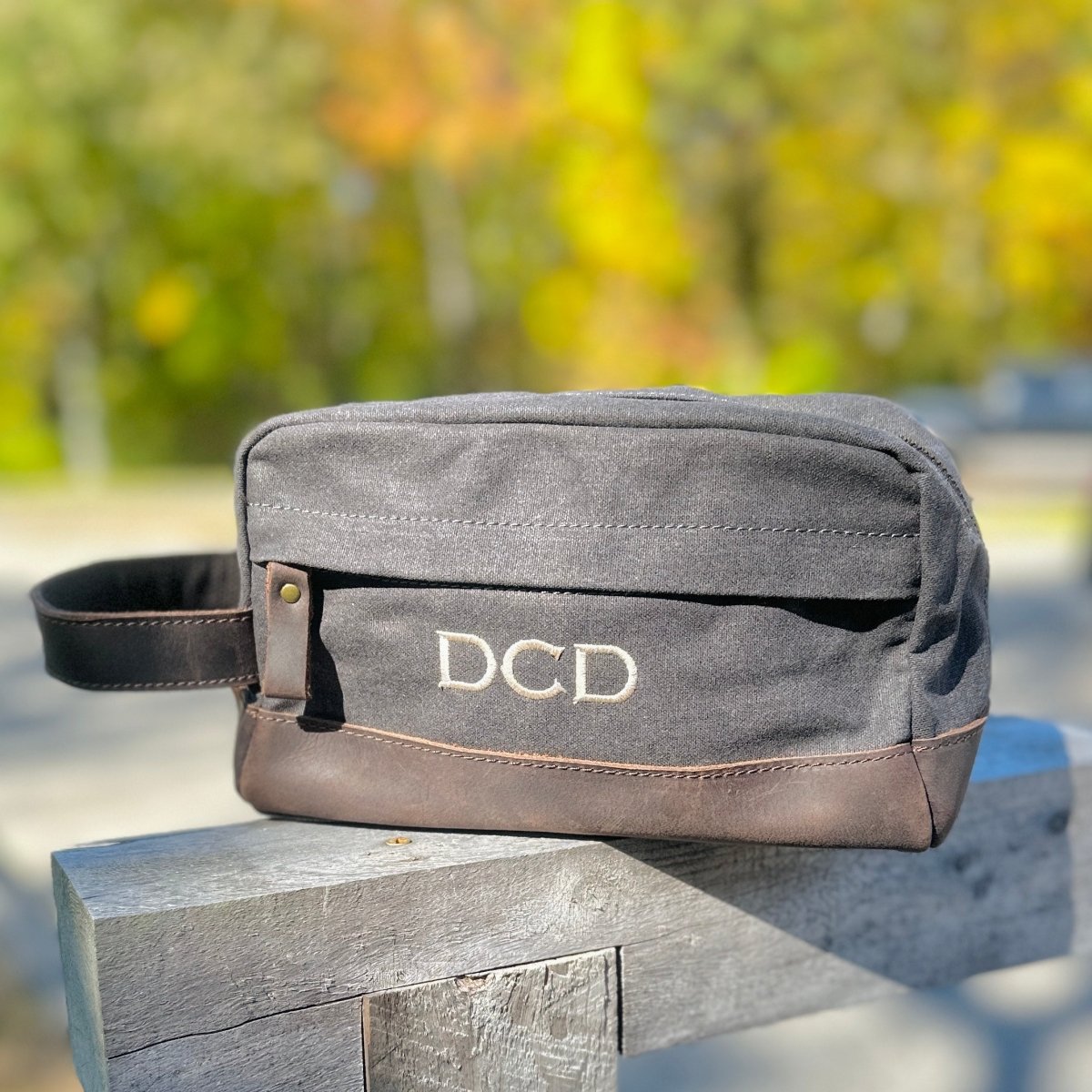 Unique Personalized Waxed Up Dopp Bag Customized Toiletry Bag Gifts for Men by Groovy Guy