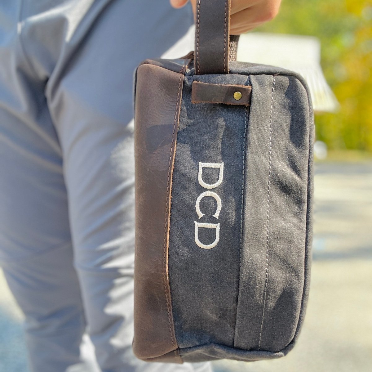 Unique Personalized Waxed Up Dopp Bag Customized Toiletry Bag Gifts for Men by Groovy Guy