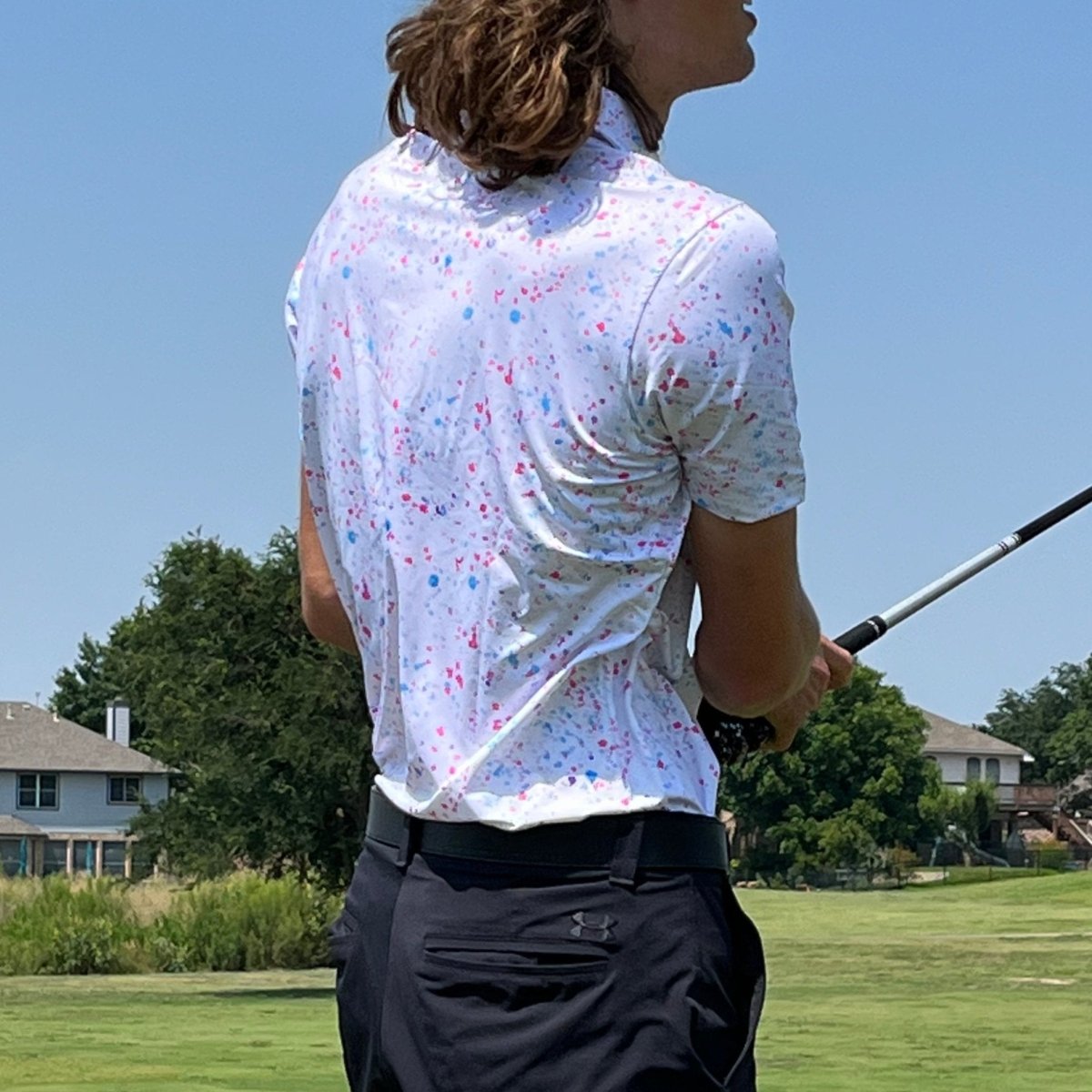Unique Personalized Paint Splatter Polo White Customized Gifts for Men by Groovy Guy