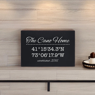 Our Home Coordinates Sign