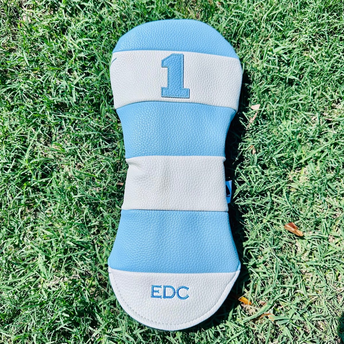 Monogrammed Golf Head Cover with Initials - Blue and White