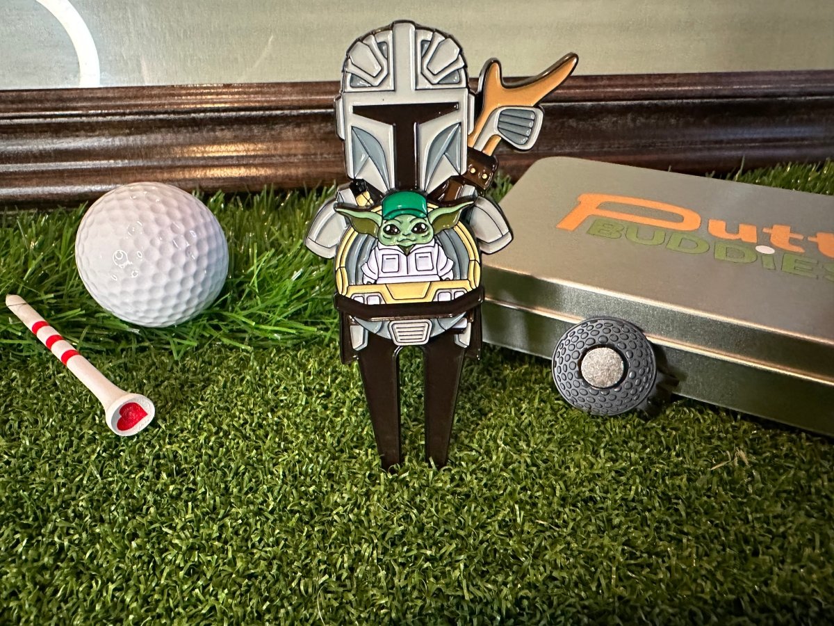 Unique Personalized Mando Golf Divot Tool w/ Baby Caddy Ball Marker Customized Gifts for Men by Groovy Guy