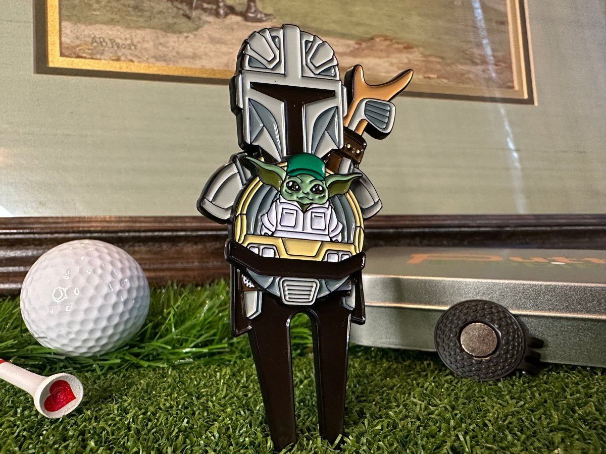 Unique Personalized Mando Golf Divot Tool w/ Baby Caddy Ball Marker Customized Gifts for Men by Groovy Guy