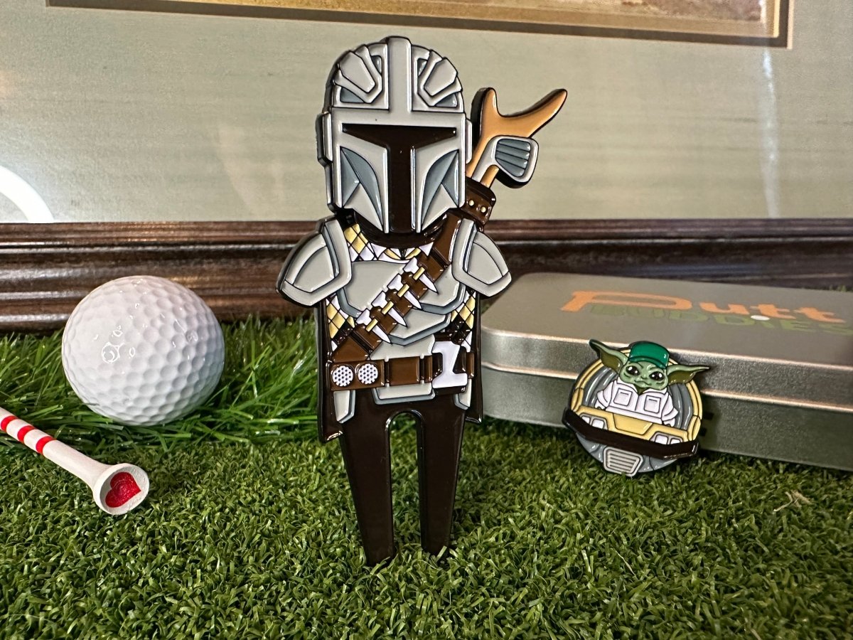 Unique Personalized Mando Golf Divot Tool w/ Baby Caddy Ball Marker Customized Gifts for Men by Groovy Guy