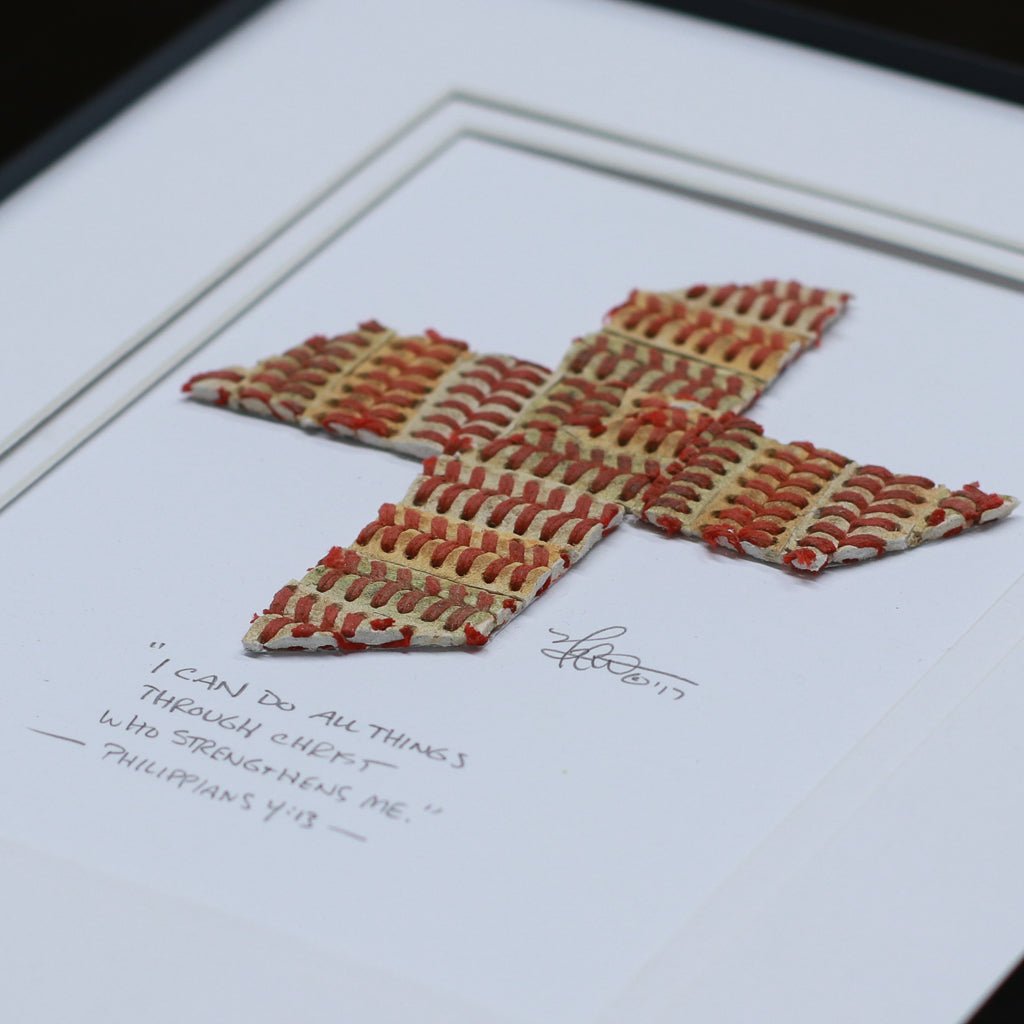 Unique Personalized Authentic Baseball Cross Art Customized Original Artwork Gifts for Men by Groovy Guy