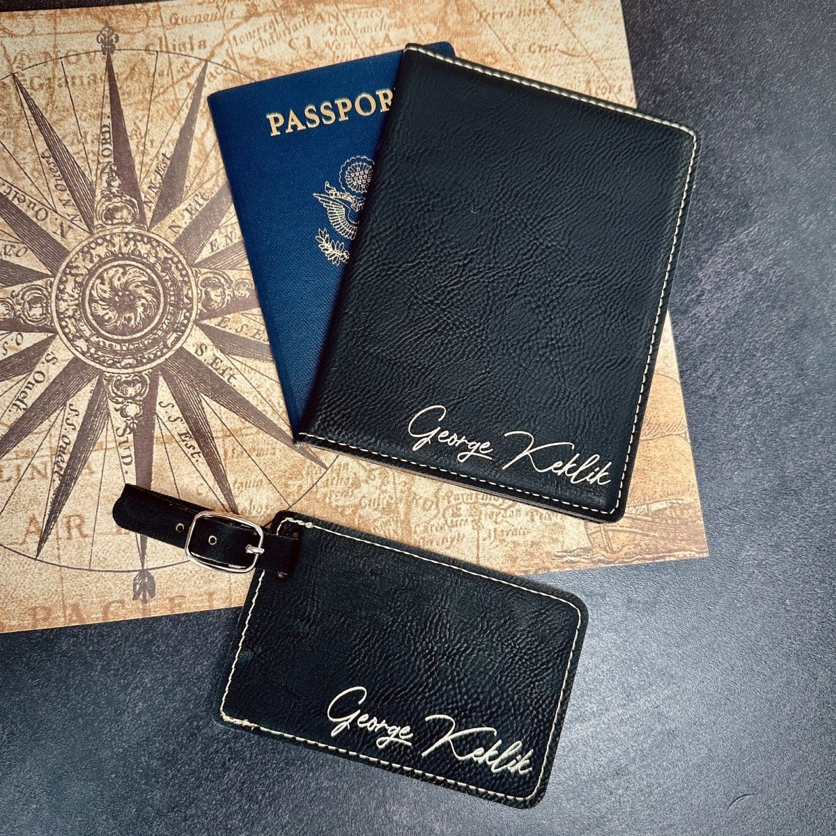 Unique Personalized Traveler’s Ultimate Gift Set Customized Leather Gifts for Men by Groovy Guy