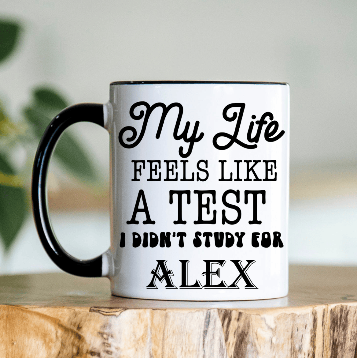 Black Funny Coffee Mug With I Didnt Study Life Design