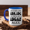 Blue Funny Coffee Mug With Idc And Idgaf Design