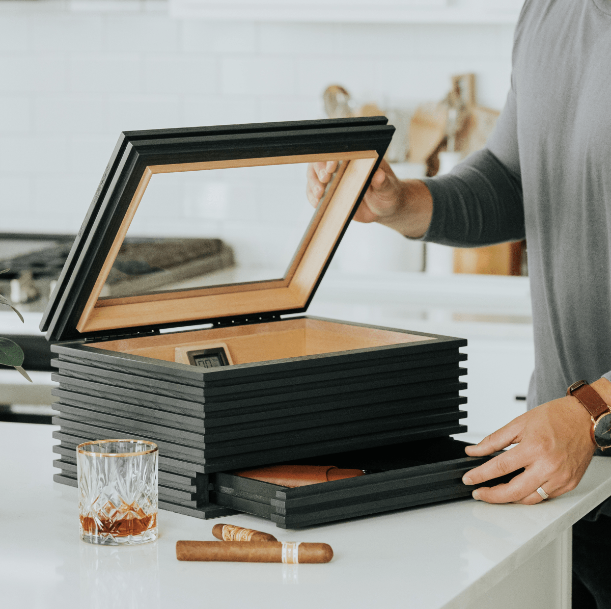 Unique Personalized KOBI Glass Top Humidor Customized Humidor Gifts for Men by Groovy Guy