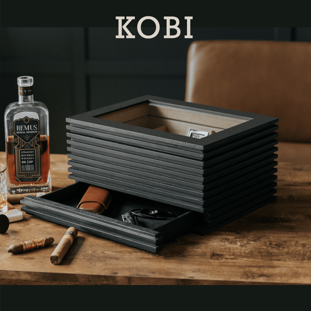 Unique Personalized KOBI Glass Top Humidor Customized Humidor Gifts for Men by Groovy Guy