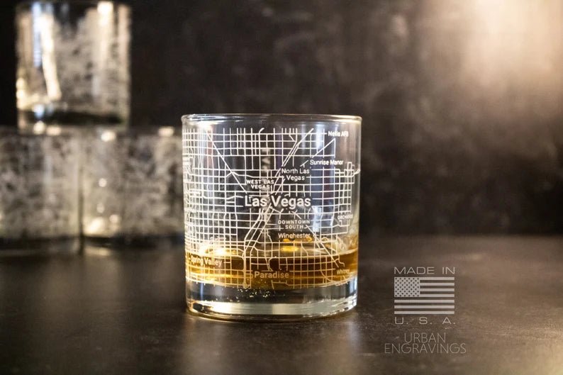 Unique Personalized City Map Rocks Glass Customized Whiskey Glass Gifts for Men by Groovy Guy