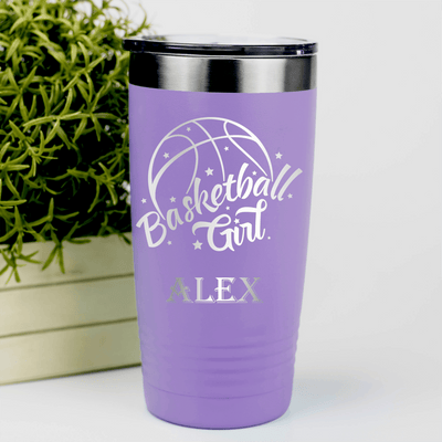 Light Purple Basketball Tumbler With Lady Of The Court Design
