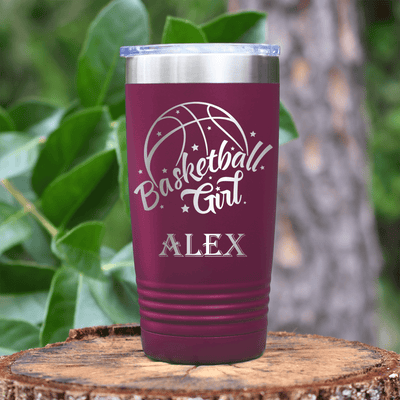 Maroon Basketball Tumbler With Lady Of The Court Design