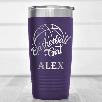 Purple Basketball Tumbler With Lady Of The Court Design