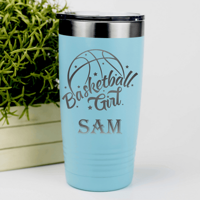 Teal Basketball Tumbler With Lady Of The Court Design