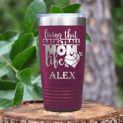Maroon Basketball Tumbler With Life As A Hoops Mom Design
