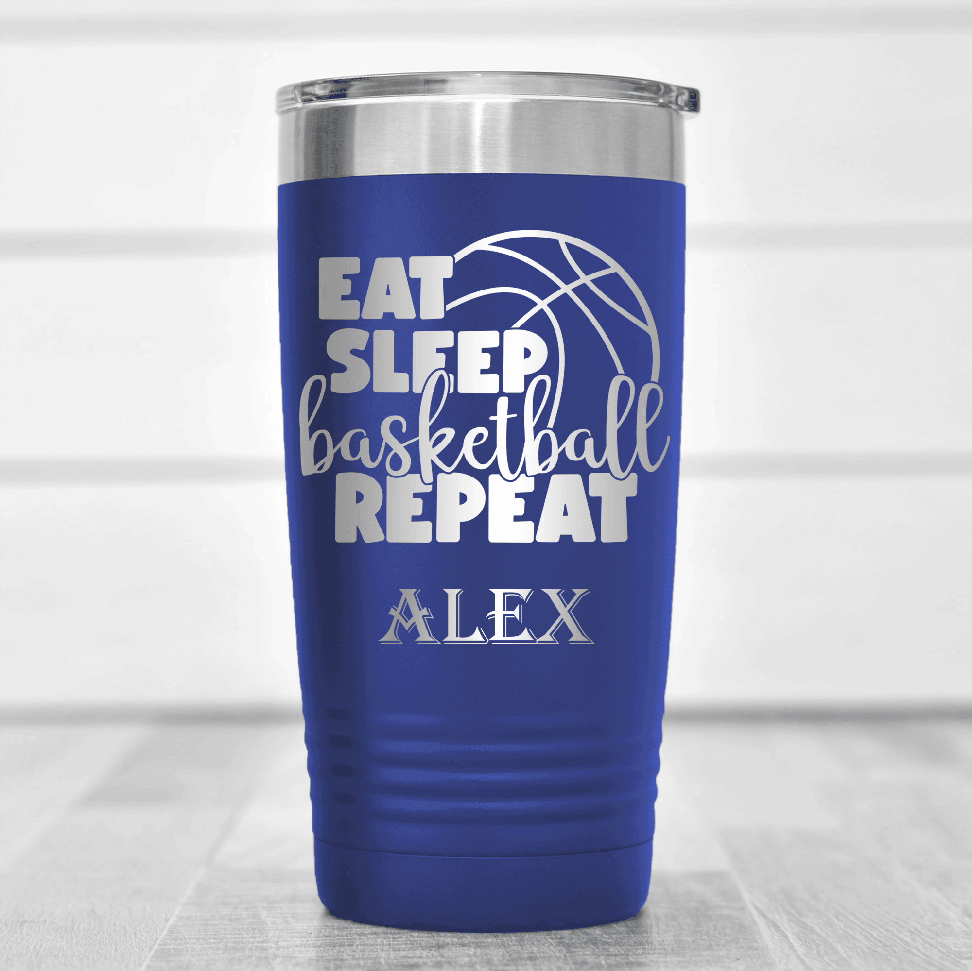 Blue Basketball Tumbler With Lifes Cycle Hoops Passion Design