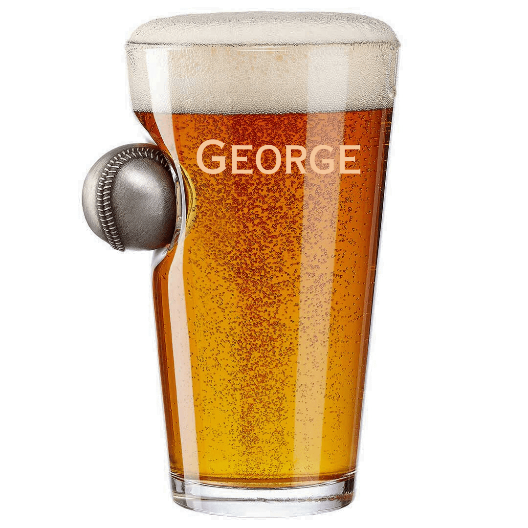 Unique Personalized Diamond Dugout Pint Glass Customized Baseball Gifts for Men by Groovy Guy
