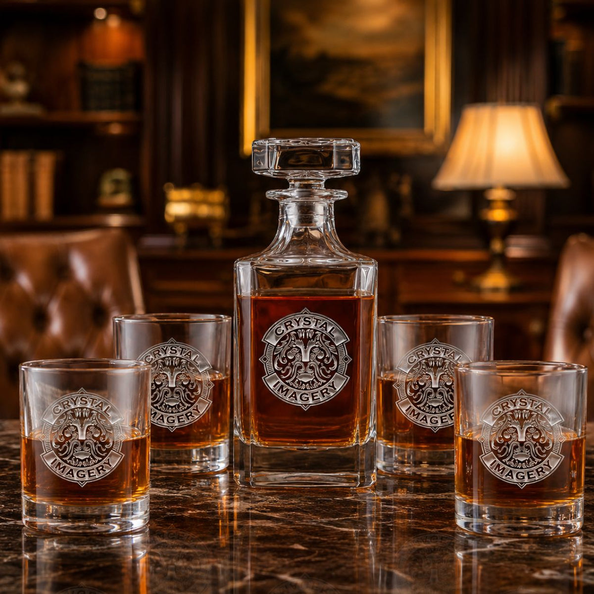 Crystal Personalized Logo Whiskey Decanter Set