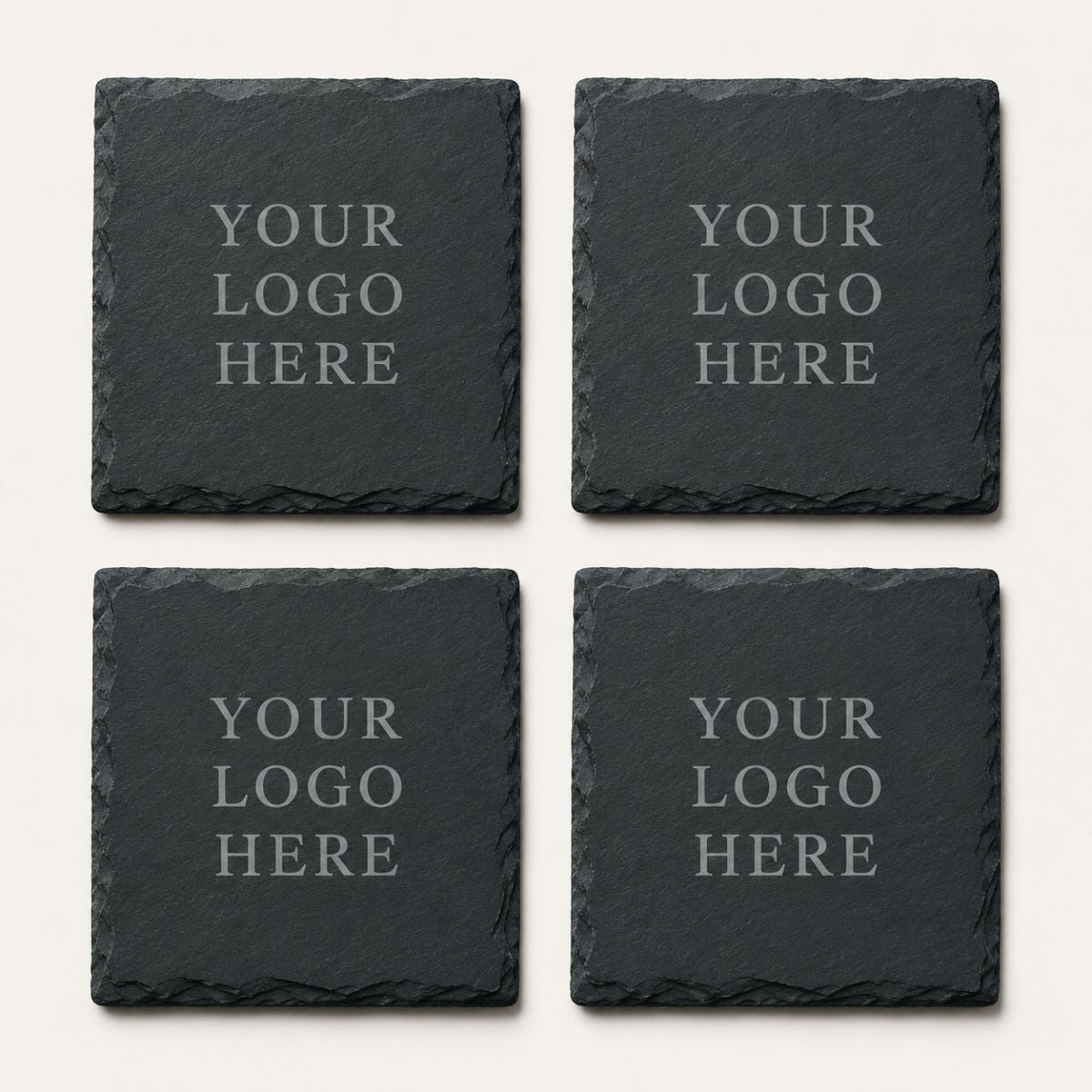 Custom Logo Slate Coaster Set