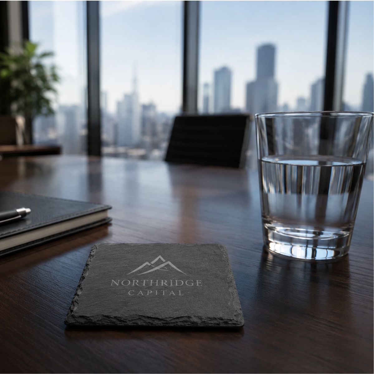 Custom Logo Slate Coaster Set