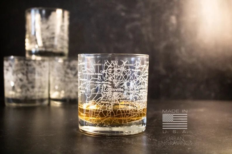 Unique Personalized City Map Rocks Glass Customized Whiskey Glass Gifts for Men by Groovy Guy