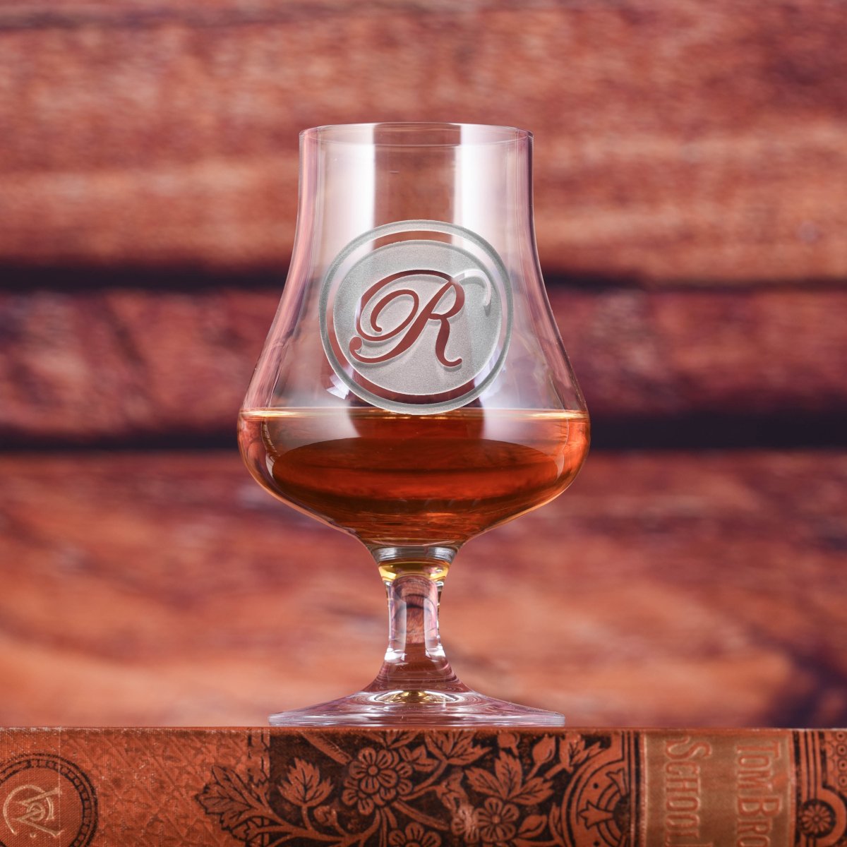 Unique Personalized Deep Etched Crystal Whiskey Nosing Glass Customized Barware Gifts for Men by Groovy Guy