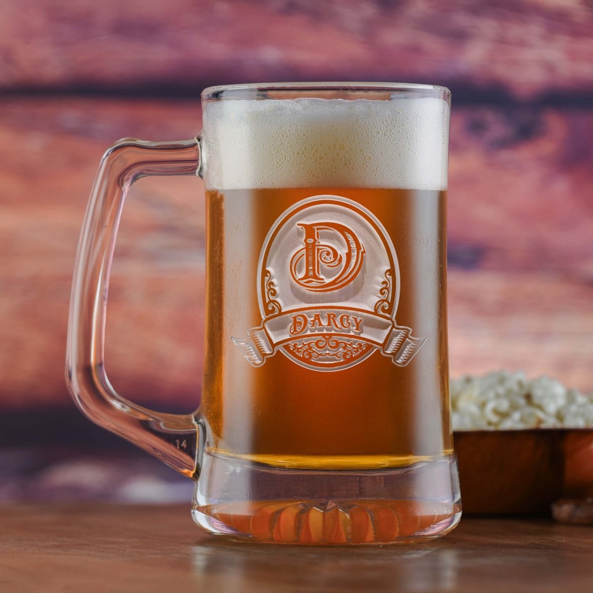 Unique Personalized Monogrammed Classic Beer Mug Customized Beer Glasses Gifts for Men by Groovy Guy