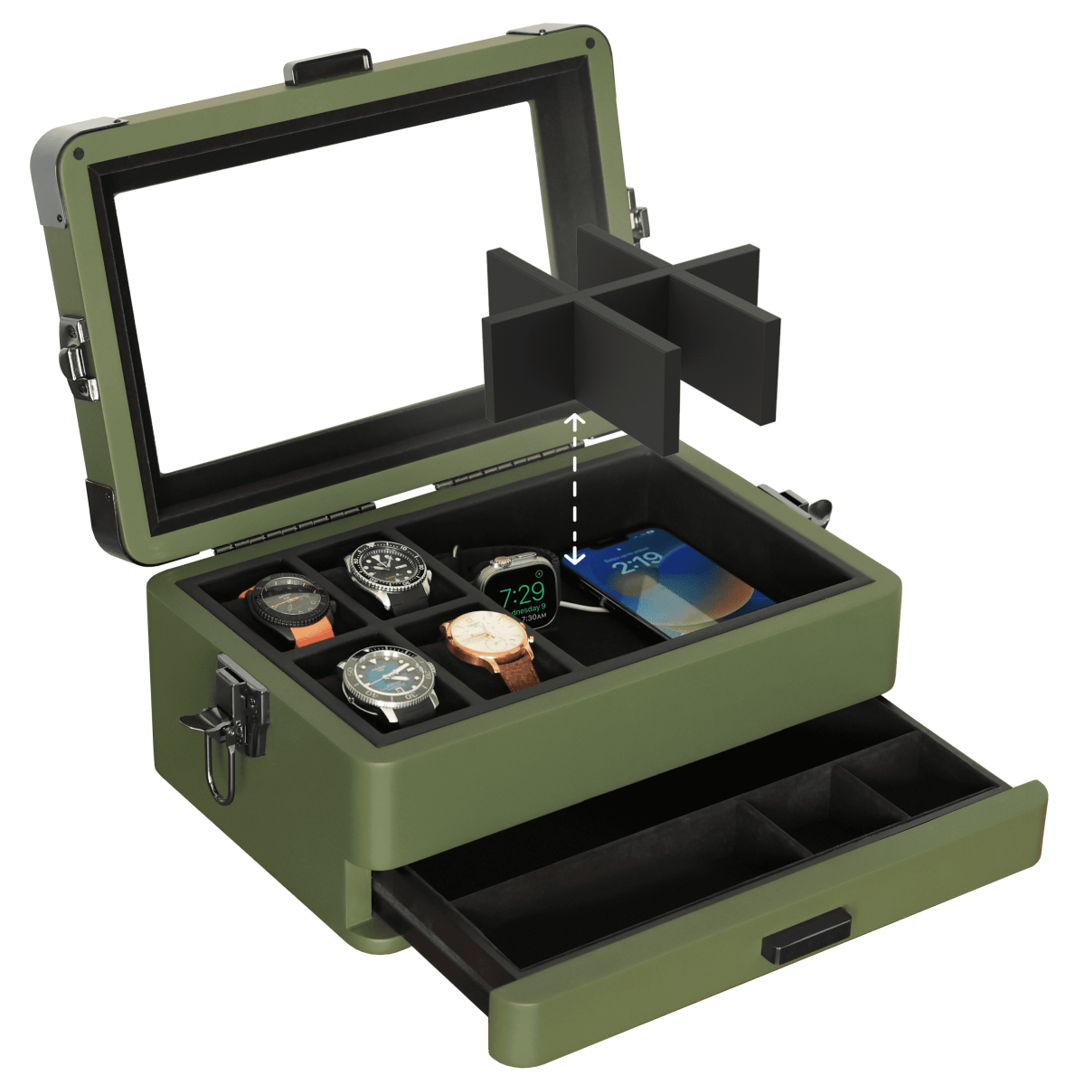 Unique Personalized Military Modular Watch Box - 10 Slot Customized watch box Gifts for Men by Groovy Guy