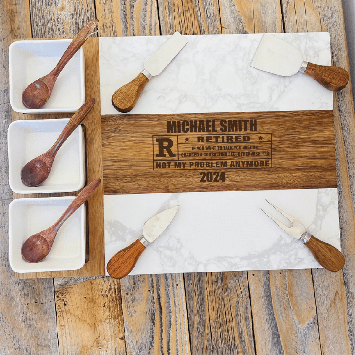 Unique Personalized Retirement Keepsake Tray Customized Retirement Gifts for Men by Groovy Guy