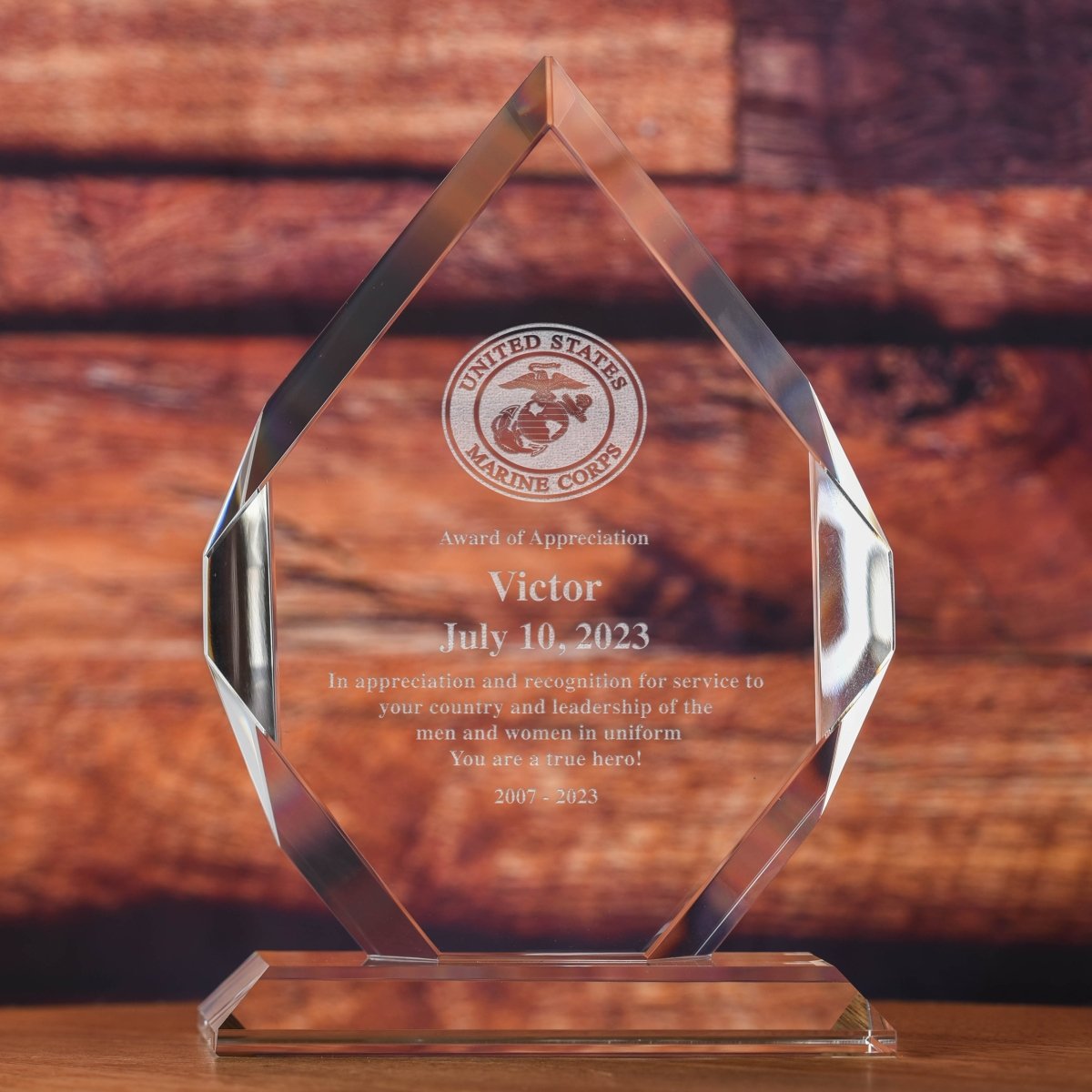 Unique Personalized Military Crystal Diamond Recognition Award Customized crystal award Gifts for Men by Groovy Guy