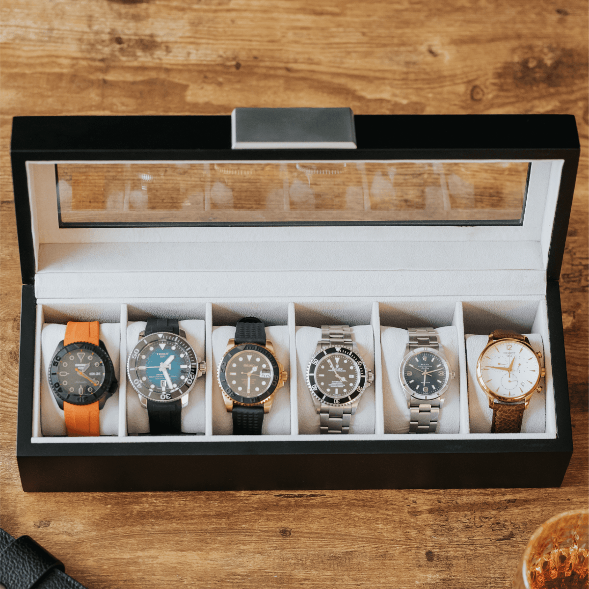 Unique Personalized Modern Clip Watch Box - 6 Slot Customized watch box Gifts for Men by Groovy Guy