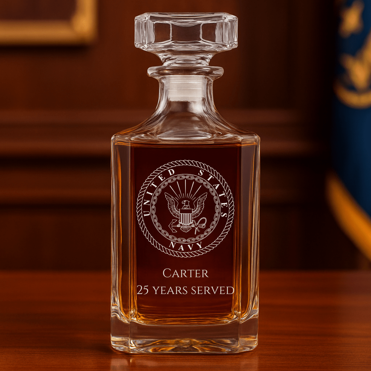 Unique Personalized Navy Retirement Decanter Customized Retirement Gifts for Men by Groovy Guy