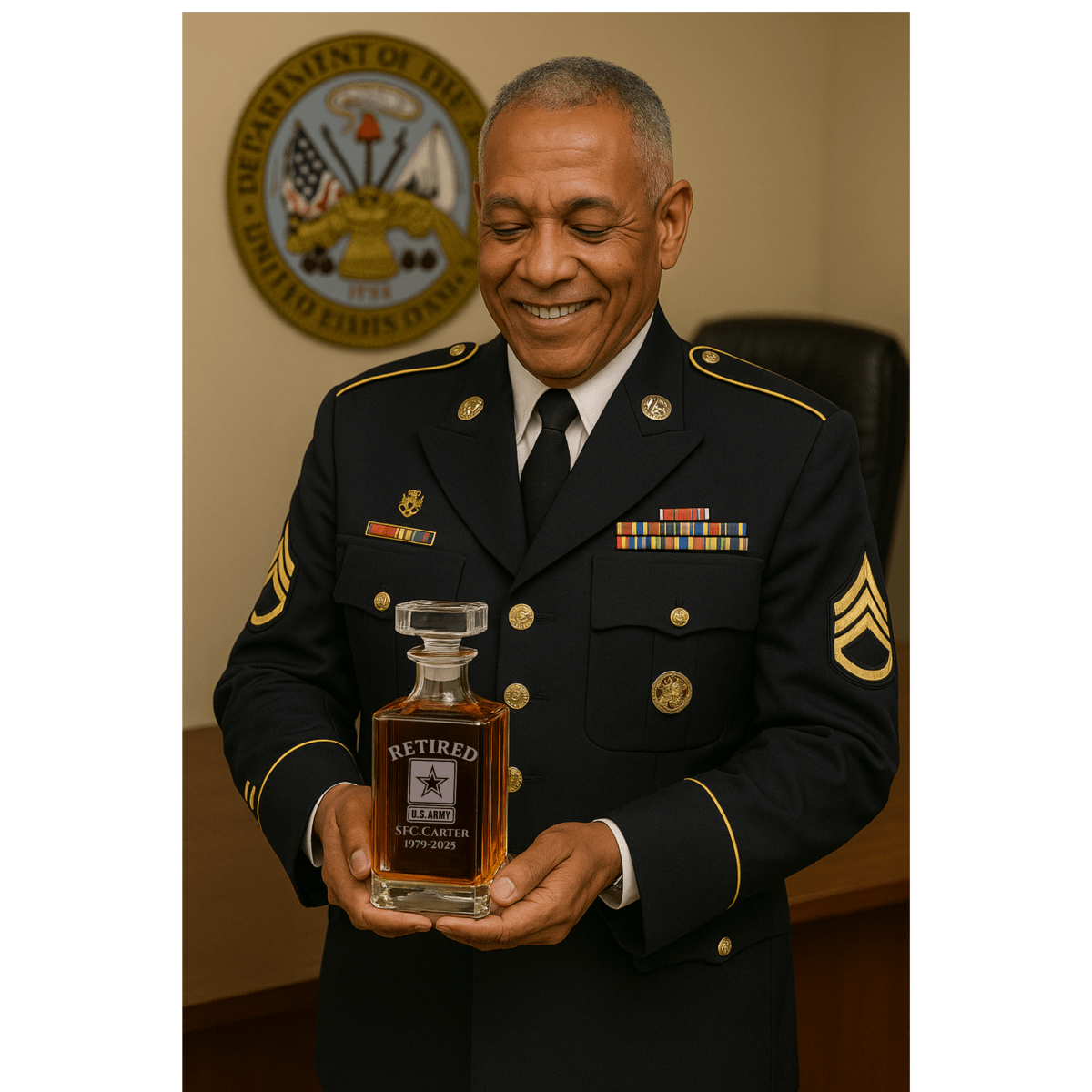 Unique Personalized Army Retirement Decanter Customized Retirement Gifts for Men by Groovy Guy