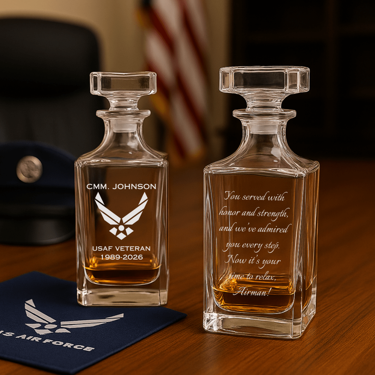  Personalized Air Force Retirement Decanter with Custom Engraving