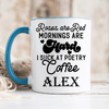 Light Blue Funny Coffee Mug With Mornings Are Hard Gimme Coffee Design
