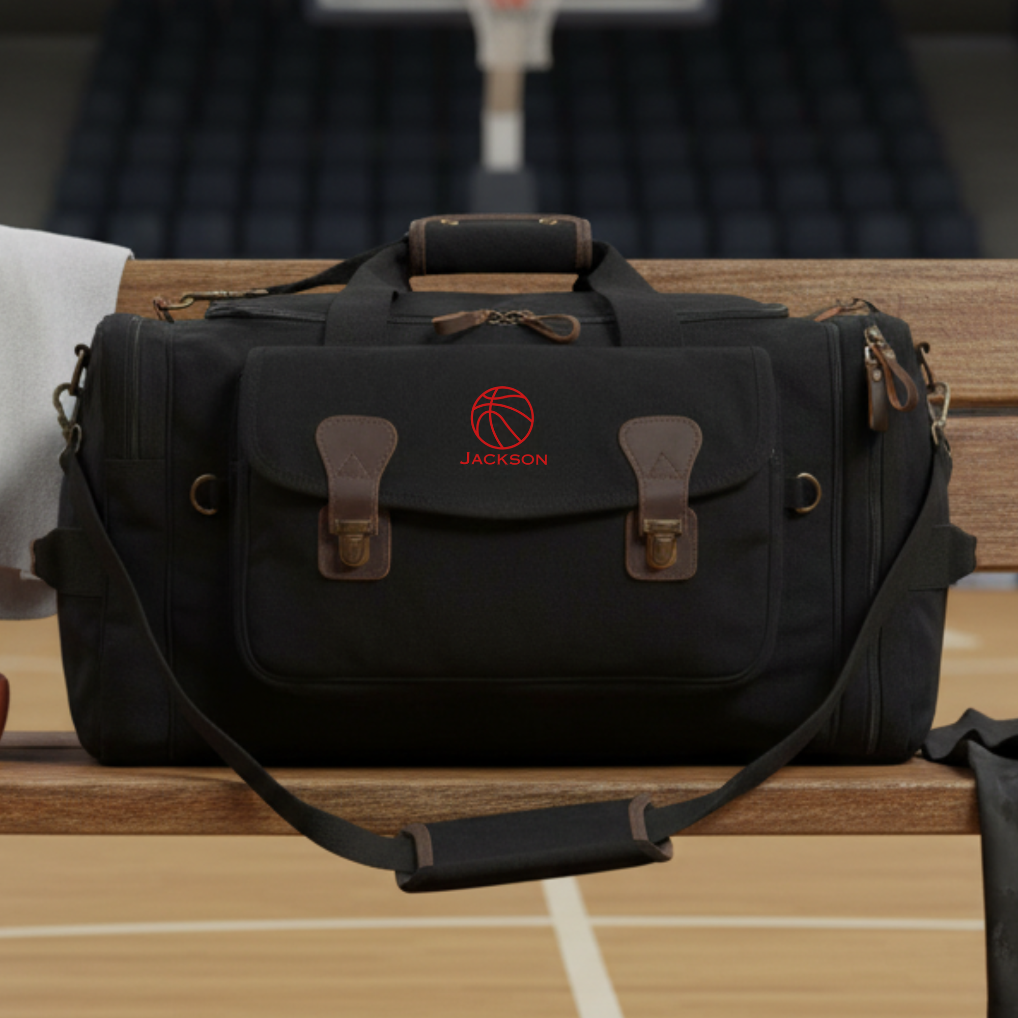 Court Side Duffle Bag personalized basketball senior night gift canvas leather