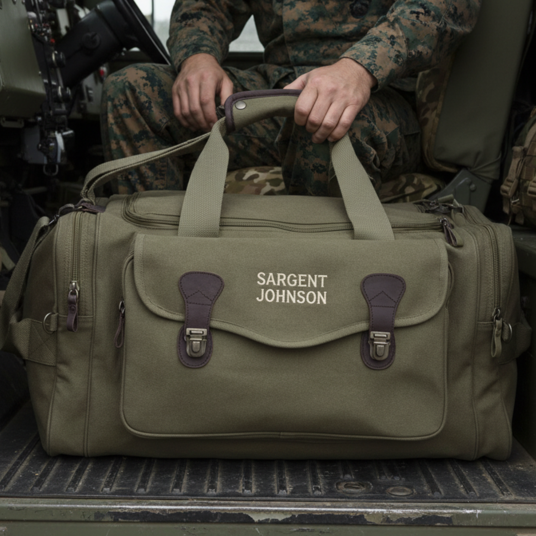 Deployment Ready Army Duffle Bag Olive Green / Ivory