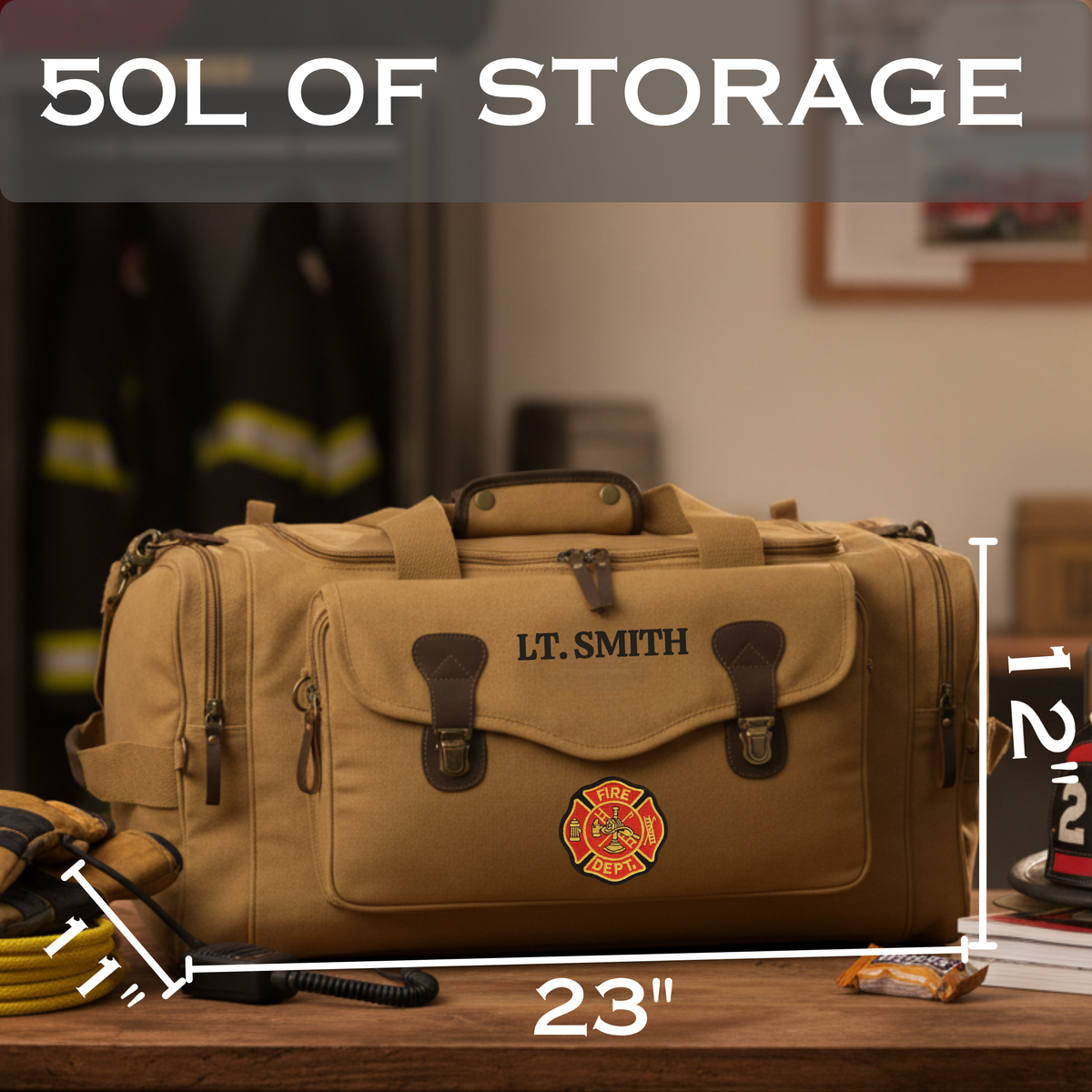 Personalized Maltese Cross Firefighter Duffle Bag