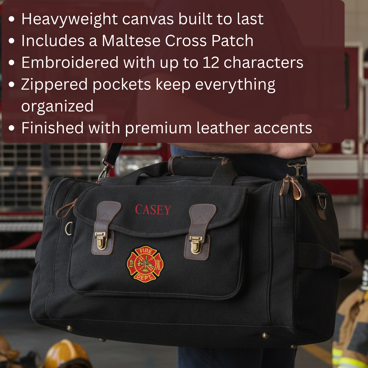 Personalized Maltese Cross Firefighter Duffle Bag