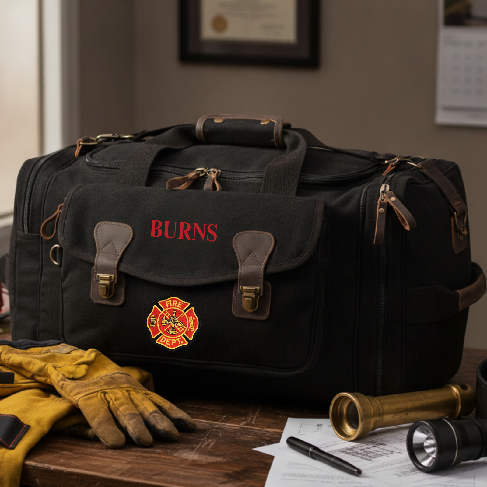 Personalized Maltese Cross Firefighter Duffle Bag