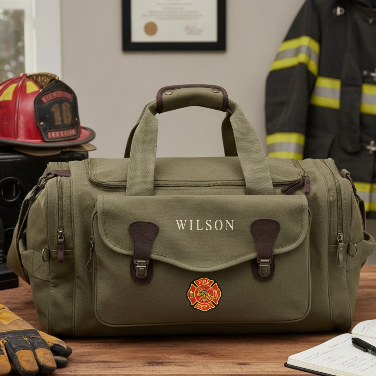 Personalized Maltese Cross Firefighter Duffle Bag