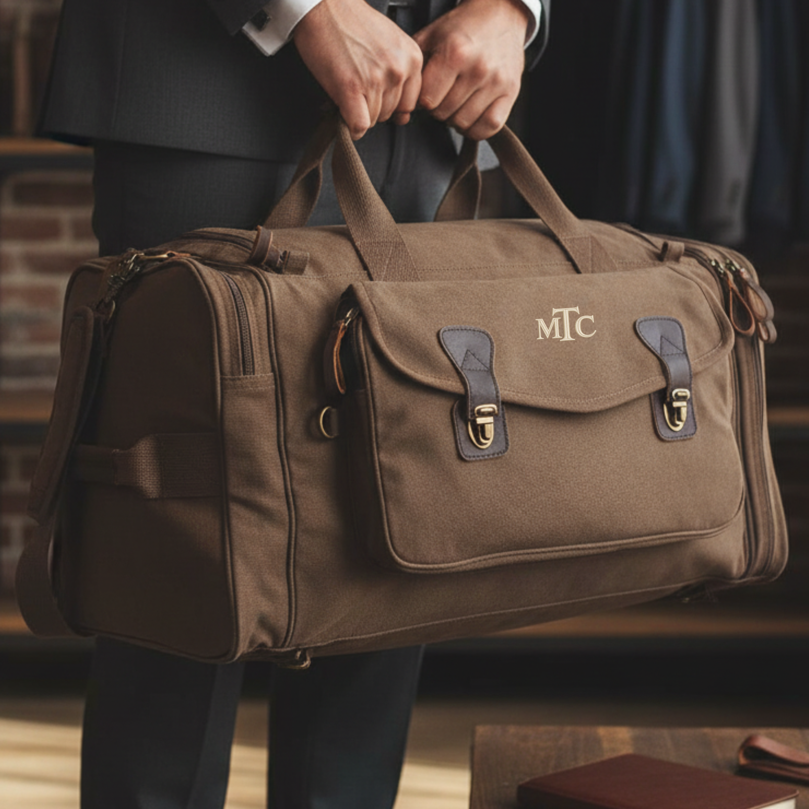 Monogrammed Overnight Canvas Duffle Bag