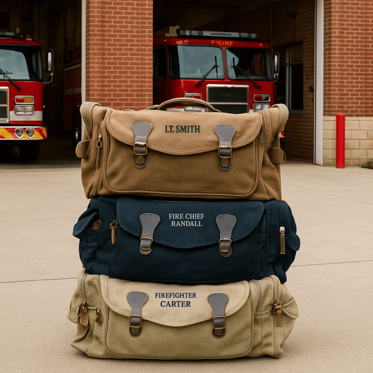 Unique Personalized Personalized Firefighter Station Duffle Customized Duffel Bags Gifts for Men by Groovy Guy