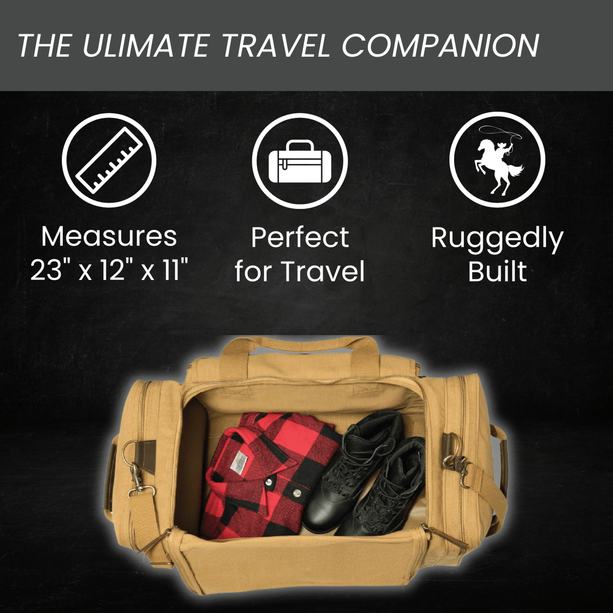 Unique Personalized Rugged Rodeo Duffle Bag Customized Duffel Bags Gifts for Men by Groovy Guy