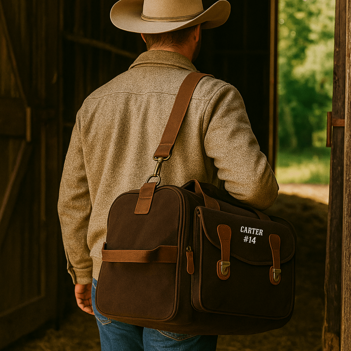 Unique Personalized Rugged Rodeo Duffle Bag Customized Duffel Bags Gifts for Men by Groovy Guy