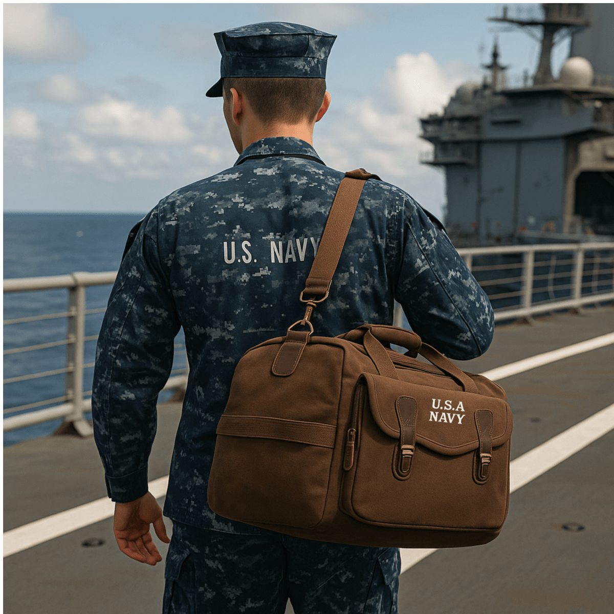 Unique Personalized U.S. Navy Deployment Duffel Customized Duffel Bags Gifts for Men by Groovy Guy