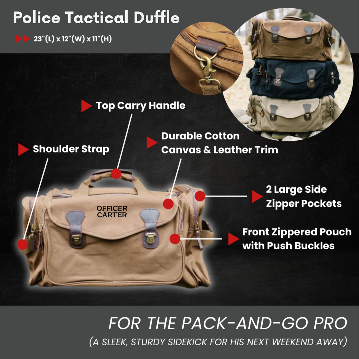 Personalized Police Tactical Duffle Bag – Custom Embroidered Gear Bag for Officers