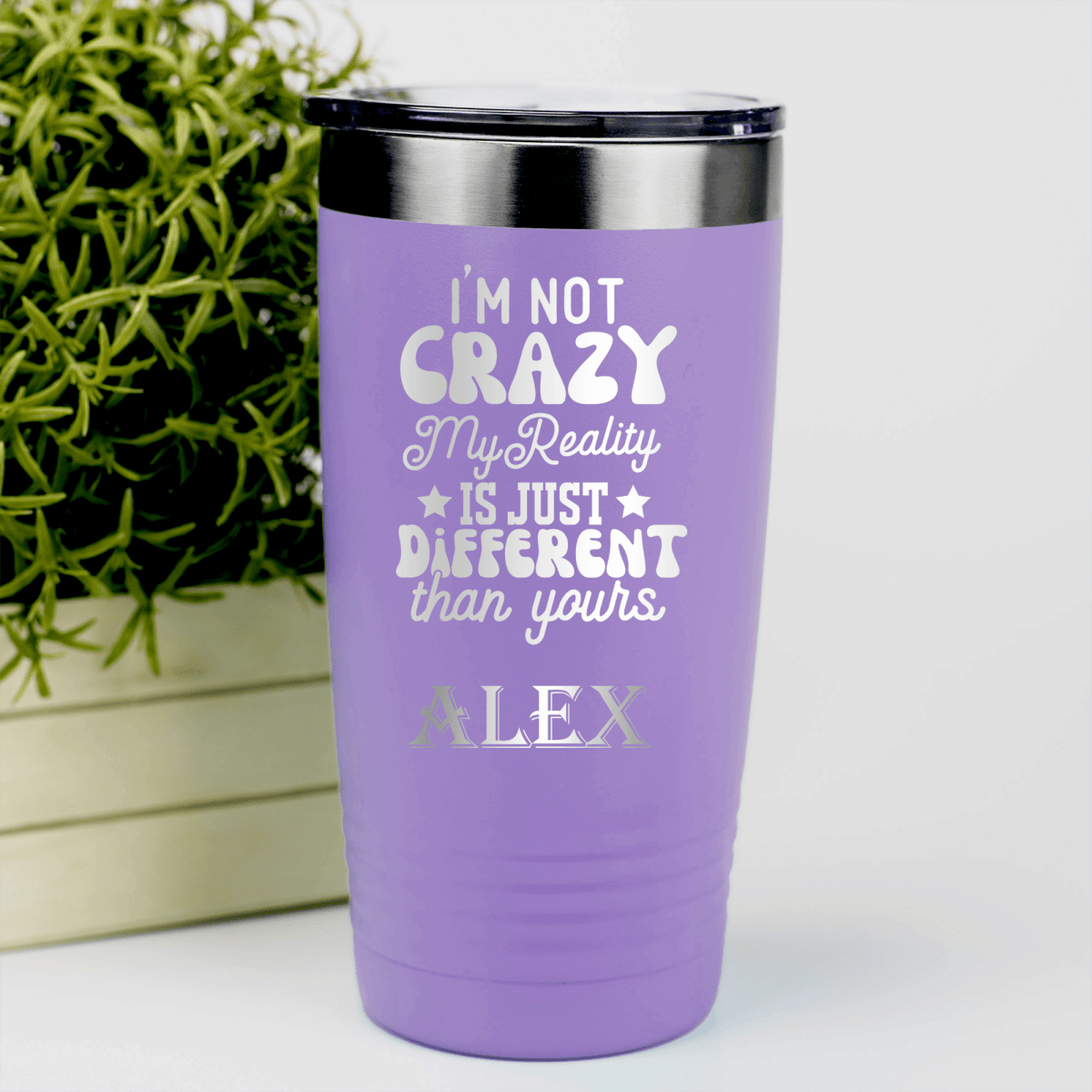 Light Purple Funny Tumbler With My Reality Is Different Design